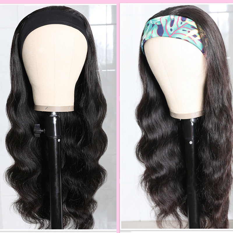 Long Curly Hair Black Mid-section Big Wave Synthetic Headgear