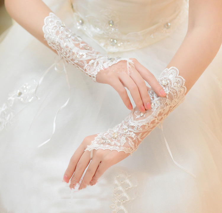 Bridal Wedding Dress Long Gloves Strappy Fingerless