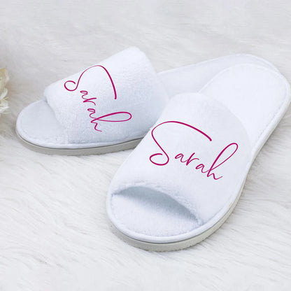 Personalized Open Toe Slippers for Bride, Wedding Decoration, Party Supplies, Bridesmaid, Bride Shower, Spa, Soft, Disposable