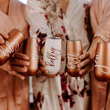 6oz Personalized Flute Tumblers Custom Stainless Tumbler Champagne Bachelorette Party Wine Cup Bridesmaid Proposal Bridal Favors