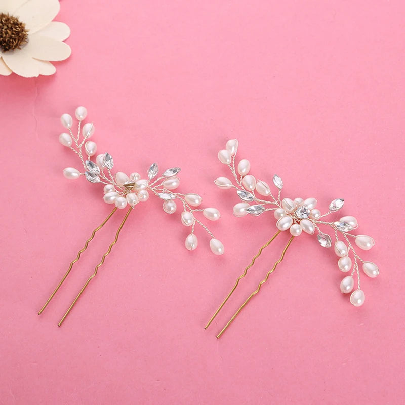 1PC Hot Sale Elegant Bridal Pearl Handmade Flower Beautiful Crystal Hair Accessories Wedding Hair Pins Bridesmaid Bridal Decor