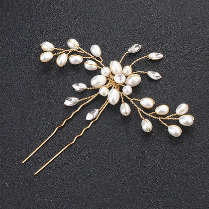 1PC Hot Sale Elegant Bridal Pearl Handmade Flower Beautiful Crystal Hair Accessories Wedding Hair Pins Bridesmaid Bridal Decor