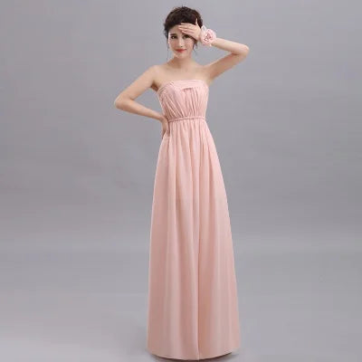 QNZL-100D#Halter neck Lace Up Chiffon Purple Champagne pink Bridesmaid Dresses Long wholesale Custom wedding party dress Flower