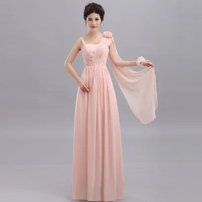 QNZL-100D#Halter neck Lace Up Chiffon Purple Champagne pink Bridesmaid Dresses Long wholesale Custom wedding party dress Flower