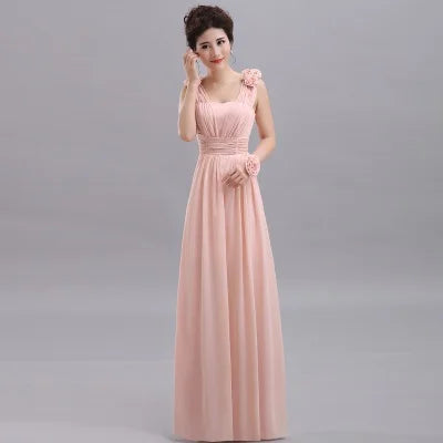 QNZL-100D#Halter neck Lace Up Chiffon Purple Champagne pink Bridesmaid Dresses Long wholesale Custom wedding party dress Flower