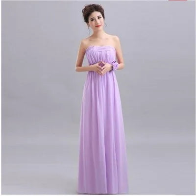 QNZL-100D#Halter neck Lace Up Chiffon Purple Champagne pink Bridesmaid Dresses Long wholesale Custom wedding party dress Flower