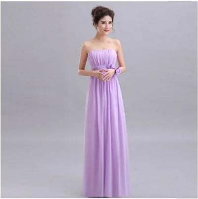 QNZL-100D#Halter neck Lace Up Chiffon Purple Champagne pink Bridesmaid Dresses Long wholesale Custom wedding party dress Flower