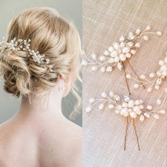 1PC Hot Sale Elegant Bridal Pearl Handmade Flower Beautiful Crystal Hair Accessories Wedding Hair Pins Bridesmaid Bridal Decor