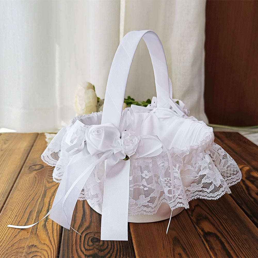 Wedding Flower Girl Flower Basket Outdoor Wedding Portable Flower Basket Petals Ring Wedding Festival Evening Party Dance Basket