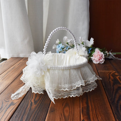 Wedding Flower Girl Flower Basket Outdoor Wedding Portable Flower Basket Petals Ring Wedding Festival Evening Party Dance Basket