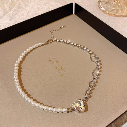 Women's All-match Stitching Love Pearl Necklace