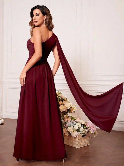 Unithorse One Shoulder Cut Out Twist Front Bridesmaid Dress