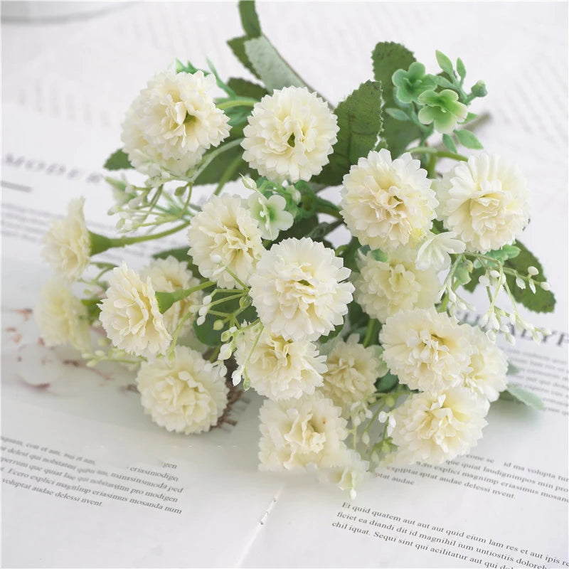 Artificial Flowers Cheap Wedding Bouquet Christmas Decoration Vase for Home Room Scrapbooking Diy Party Candy Box Silk Hydrangea