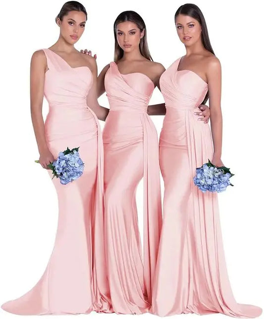 royal blue bridesmaid dresses women for wedding new satin one shoulder sexy mermaid vestidos para bodas mujer invitada chic