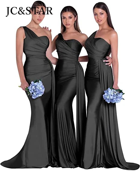 royal blue bridesmaid dresses women for wedding new satin one shoulder sexy mermaid vestidos para bodas mujer invitada chic