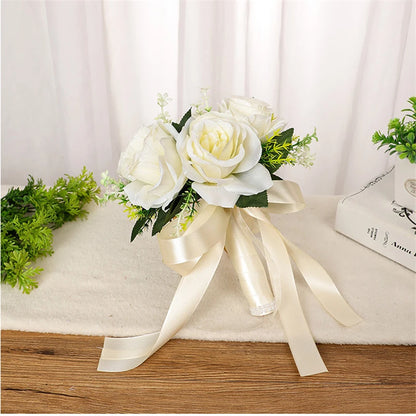 Bridal Flower Bouquet Wedding Supplies Artificial Silk Rose Peony Flower Wedding Bouquet Orchid Quality Bouquets