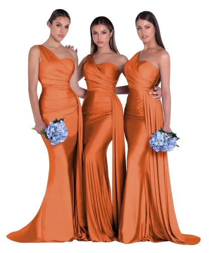 royal blue bridesmaid dresses women for wedding new satin one shoulder sexy mermaid vestidos para bodas mujer invitada chic