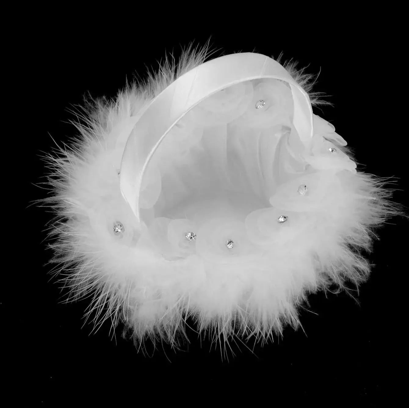 13x16CM Small White Feather Flower Basket Flower Girl Feather Wedding Birthday Party Wedding Flower Girls Supplies