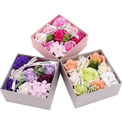 Creative Artificial Soap Flower Rose Flower Head Decor Flower Box Essential Wedding Bouquet Valentine'S Day Holding Flower Gifts