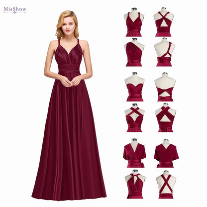 Plus Size Bridesmaid Dresses Women 2023 Infinity Dress Convertible Sexy Backless Multiway Milk Silk Wedding Evening Party Gowns