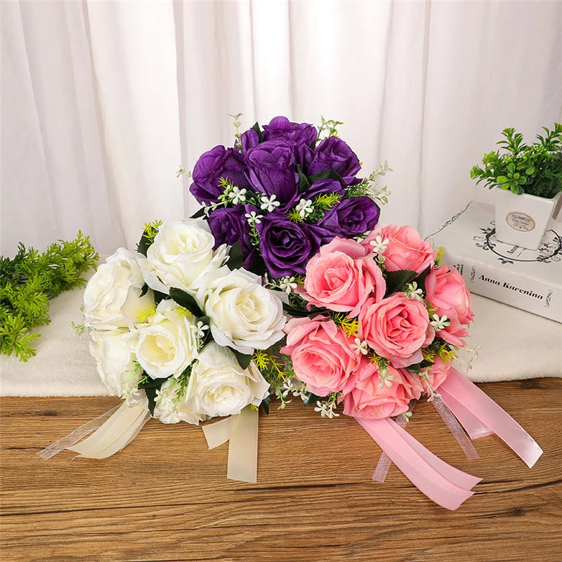 Bridal Flower Bouquet Wedding Supplies Artificial Silk Rose Peony Flower Wedding Bouquet Orchid Quality Bouquets