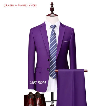 14 Color M-6XL ( Jacket + Vest+Pants ) High-end Brand Formal Business Mens Suit Three-piece Groom Wedding Dress Solid Color Suit