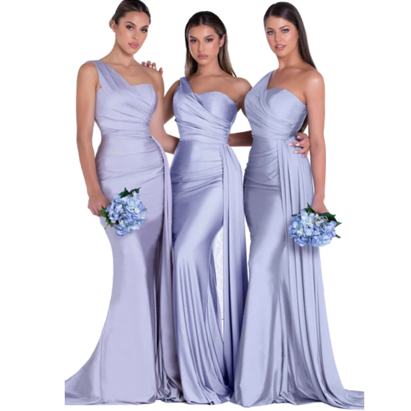 royal blue bridesmaid dresses women for wedding new satin one shoulder sexy mermaid vestidos para bodas mujer invitada chic