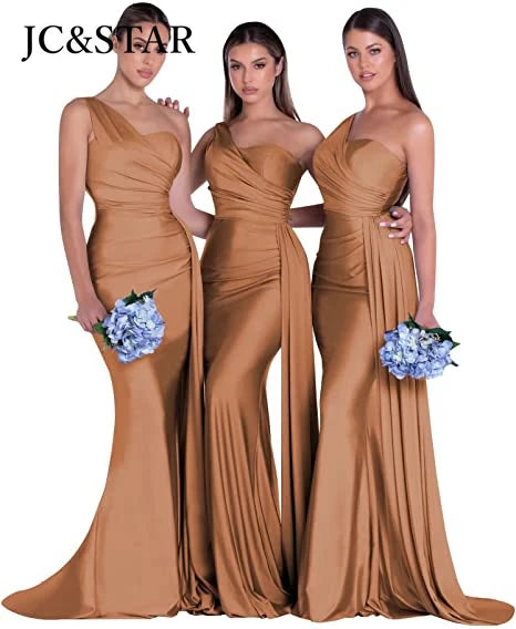 royal blue bridesmaid dresses women for wedding new satin one shoulder sexy mermaid vestidos para bodas mujer invitada chic