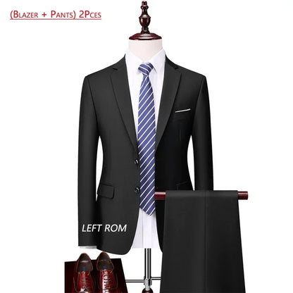 14 Color M-6XL ( Jacket + Vest+Pants ) High-end Brand Formal Business Mens Suit Three-piece Groom Wedding Dress Solid Color Suit