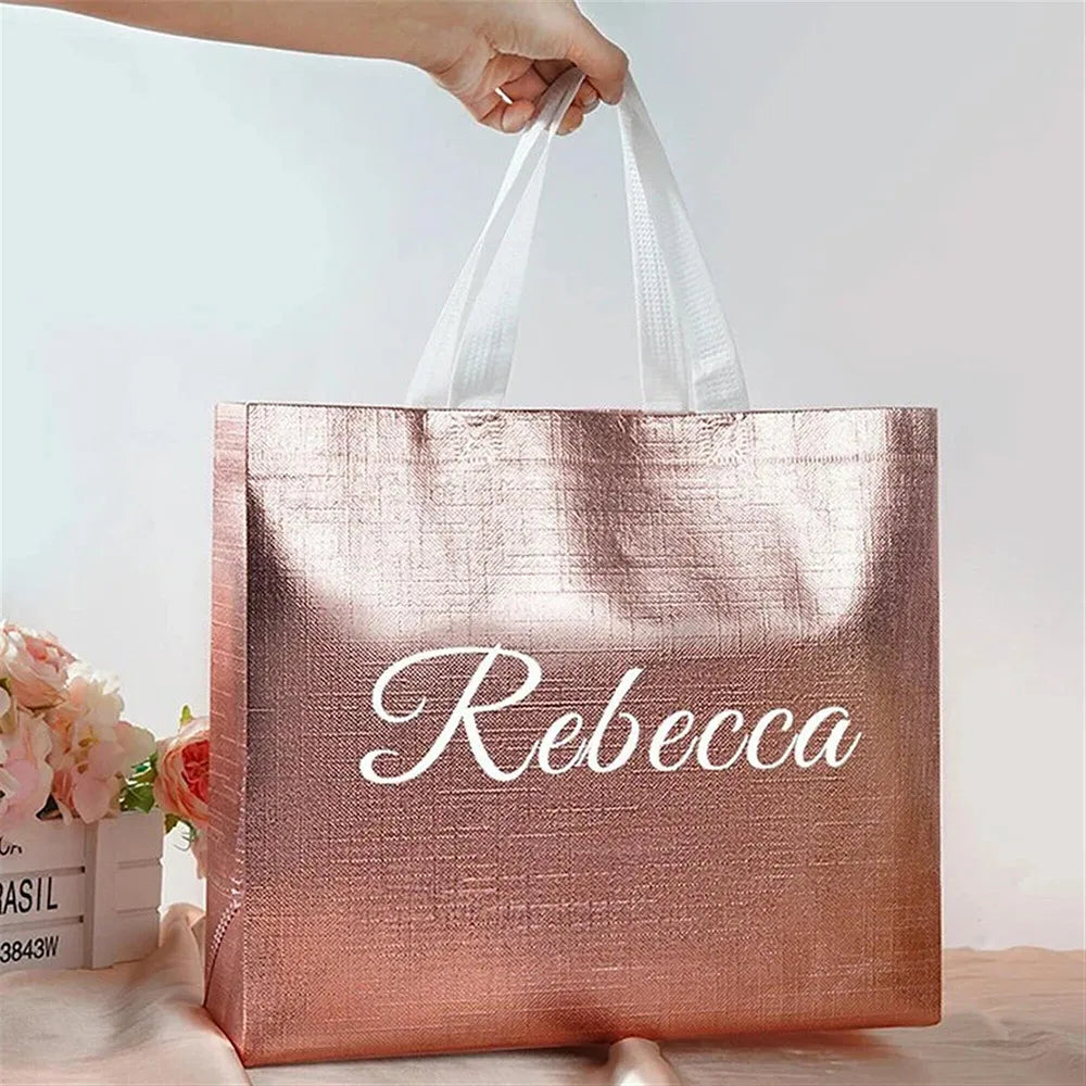 Personalized Packaging Bag Bridal Party Gifts Pink Tote Bags Package for Gifts Wedding Favors Bridesmaid Custom Simple DIY Gift