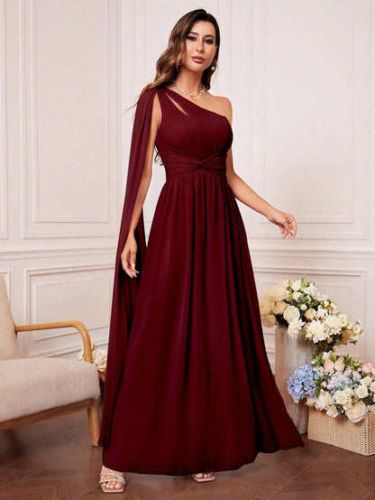 Unithorse One Shoulder Cut Out Twist Front Bridesmaid Dress