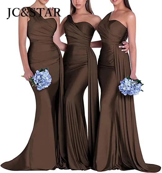 royal blue bridesmaid dresses women for wedding new satin one shoulder sexy mermaid vestidos para bodas mujer invitada chic