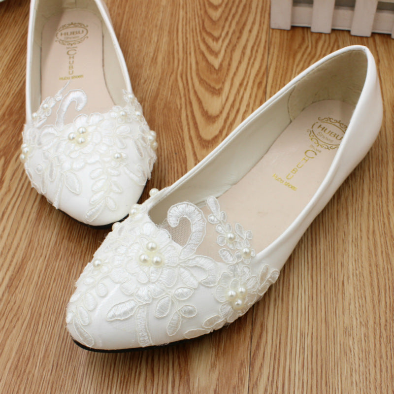 Flat Wedding White Bridal Dress Bridesmaid Shoes