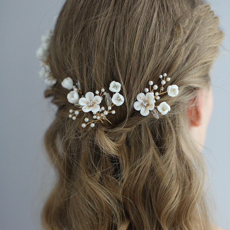 Bridal Hair Accessories Headdress Insert Ceramic Wedding Dress